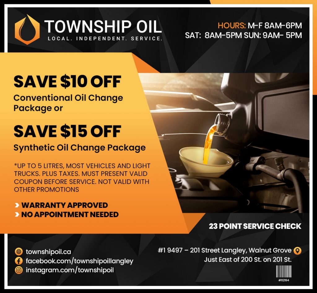 township oil coupon 10 OFF Oil change